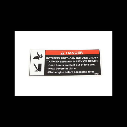 Danger Rotating Tines Decal For ZTS Stand-On Aerators, 4172914