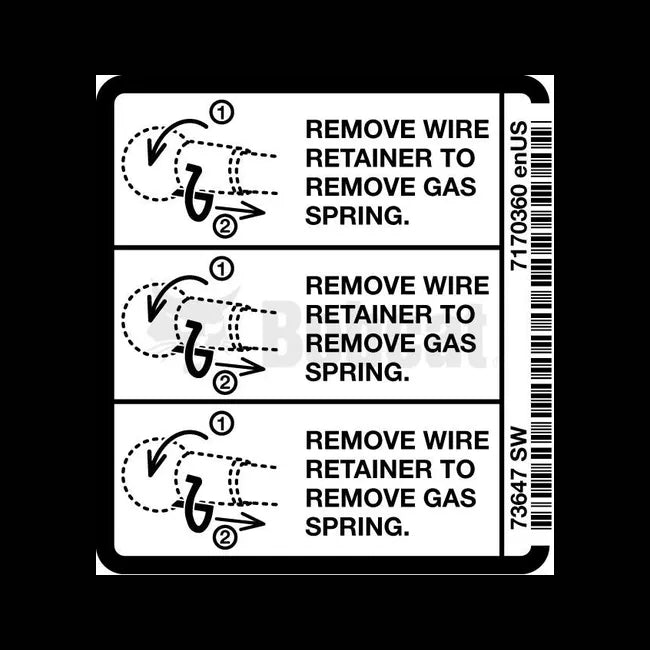 Gas Spring Removal Decal, 7170360